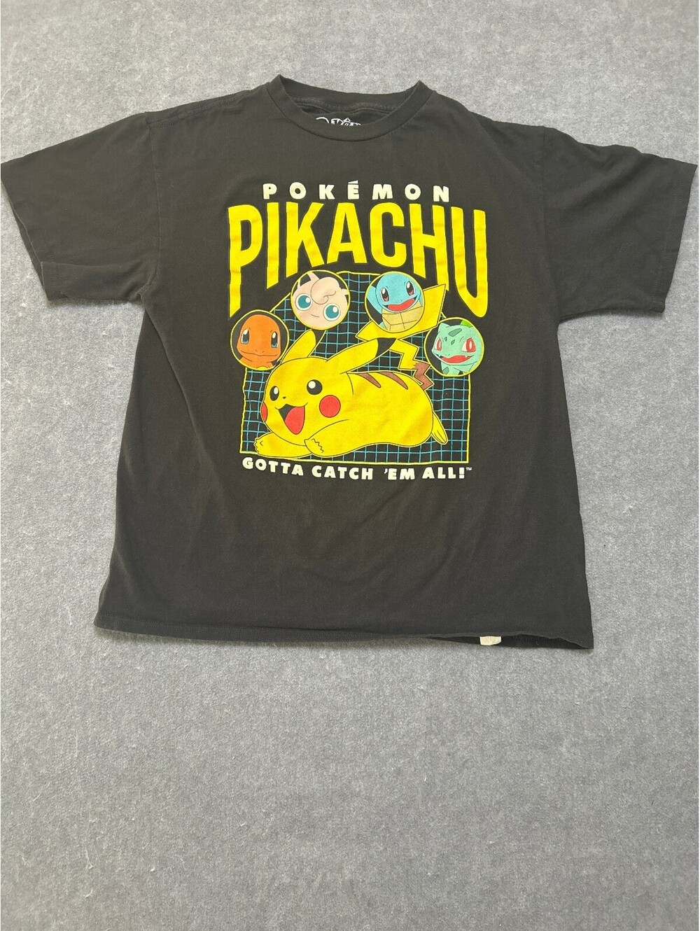 Pokemon Pikachu Graphic T Shirt Youth Large Black Anime Gaming Gotta Catch Em